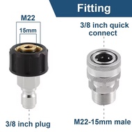 Tool Daily Pressure Washer Adapter Set Quick Connect Kit M22 14mm/15mm to 3/8 Inch Metric Fittings S
