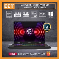 MSI Sword 16 HX B14VEKG-621 Gaming Laptop (i5-14450HX 4.80GHz,16GB D5,512GB SSD,RTX4050 6GB,16" FHD+