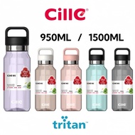 Cille Water Bottle Tritan BPA-Free Plastic Water Bottle With Starw Botol Air Plastik XL-2473 950ML/1