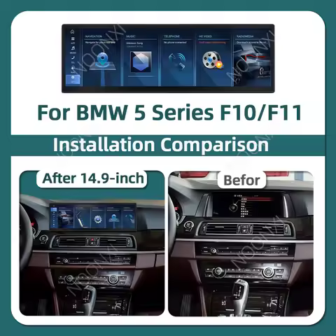 Car Radio 14.9 Inch Android 15 Auto Multimedia Player Navigation For BMW 5 Series F10 F11 F18 2011-2