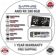 USED SAPPHIRE RX 580 8GB 2048sp Video Card 256Bit GDDR5 Graphics Cards for AMD RX 500 series RX580 8GB Cards DisplayPort HDMI DVI