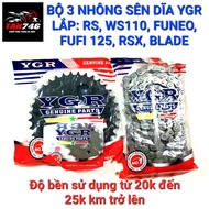 Bộ 3 Nhông sên dĩa YGR TAIWAN Lắp cho Rs Rsx Ws110 Future Neo Future Fi Fu125 Dream 110 WaveA 110 và