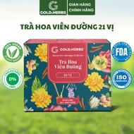 [Hàng cty] Trà hoa viên đường 21 vị GoldzHerbs thảo mộc đường phèn mật ong - Hộp 21 gói x 25g