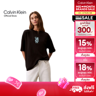 CALVIN KLEIN เสื้อยืดคอกลมแขนสั้นผู้หญิง Oversized Bold Logo รุ่น 47C818G UB1-สีดำ
