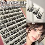 5D Fluffy Cluster Lashes 胶水假睫毛Pre Glued Lashes DIY Eyelash Extension Natural Wispy Bulu Mata Gam REA