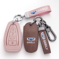 Zinc Alloy Keychain Leather Car Key Case Cover Protector Smart Keyless Remote Fob Holder Shell For Proton X50 X70 Geely Coolray Okavango Atlas Tugella Emgrand GT GS