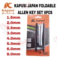 KAPUSI JAPAN FOLDABLE ALLEN KEY SET 8PCS ALLEN KEY HEX KEY H1.5 H2 H2.5 H3 H4 H5 H6 H8 ALLEN KEY BOL