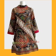 Baju Batik Pesta Kombinasi Dress Batik Wanita Big Size Jumbo