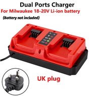 NEW Portable Dual Ports Charger For Milwaukee 18V-20V Lithium Battery Rechargeable 48-11-1815 48-11-
