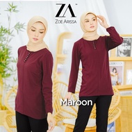 ZOE ARISSA BLOUSE MUSLIMAH WOMEN BLOUSE Cotton Lychee Ironless Baju Plain Design Muslimah HEYA Butto