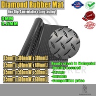 Diamond rubber tiles 3.5mm Thick x 300mm to 600mm Length Various Sizes floor matting, rubber sheet, 