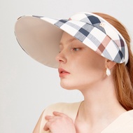 [DAKS] Women Dark Brown Check Sun Cap Hat Visor Light Hat Sunshade Sunblock Sunscreen UV Sunlight Block /from Seoul, Korea