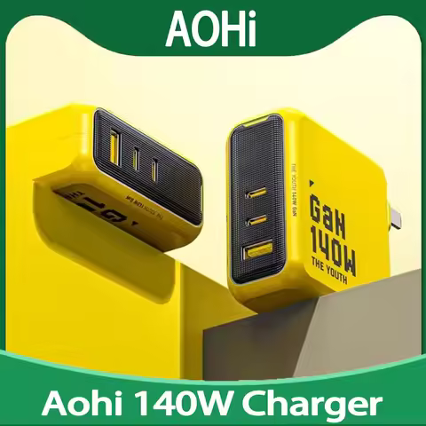 Aohi 140W Gan Charger Three Interfaces 2C 1A Smaller Size for Phone iPhone HUAWEI Laptop PCHead Dock