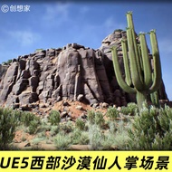 UE4 Void 5-Western Red Desert Gobi Rock Cactus Scene Red Desert Pack-C50