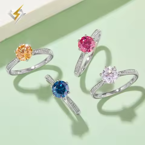 Luxury 18K Solid Platinum PT950 certifid single row micro-set six-claw moissanite ring women's one c