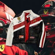 IAMYOURQL F1 FERRARI XCX  STRIPES RACING LEATHER JACKET
