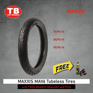 MAXXIS MAV6 Tubeless Tires with FREE SEALANT and PITO [70/90-14, 80/90-14, 90/90-14] Mio/Beat/Click