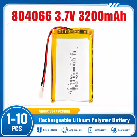 804066 3.7V 3200mAh Rechargeable Lithium Polymer Battery for Tablet Pc Speaker Camera Recorder Batte
