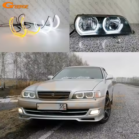 For Toyota Chaser JZX100 Ultra Bright A/W Switchback Day Light Turn Signal DTM Style LED Angel Eyes 