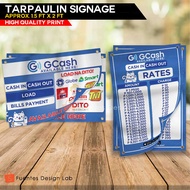 ☫ ۞ ◐ 2pcs GCASH Business Tarpaulin | GCASH In/Out Tarpaulin Signage |  Load na Dito | Signage 1.5f