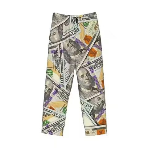 Custom Giant Money Background 100 Dollar Bills Pajama Pants Men Sleepwear Sleep Lounge Bottoms with 