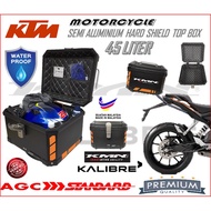 KTM SEMI ALUMINIUM WATERPPROOF TOP BOX 45LITER MOTORCYCLE HARD SHIELD TOP CASE KMN KALIBRE HIGH QUAL