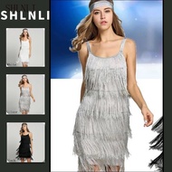 1920s Flapper Fringe Dress Women Sleeveless Spaghetti Strap Party Costume Dress