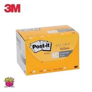 3M Post-it Notes 653-24EP  黃  經濟裝  34.9 x 47.6mm  100張/本  24本/盒