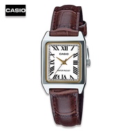 Velashop Casio Standard นาฬิกาข้อมือผู้หญิง สายหนังแท้ สีน้ำตาล รุ่น LTP-V007L-7B2UDF, LTP-V007L-7B2, LTP-V007L