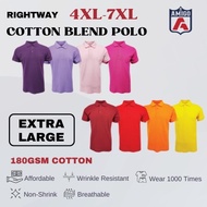 RIGHTWAY  (4XL-7XL) Cotton Blend Premium Casual Polo Unisex Baju Lelaki Breathable Baju Polo Kosong 
