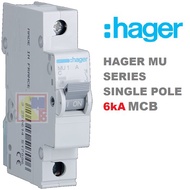 HAGER MU SERIES 10A/20A 1P 6kA MCB (OLD STOCK)