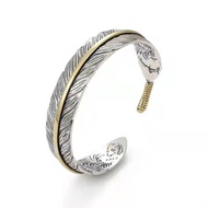 Arabesque Feather Bracelet for Men, Trendy and Versatile, Goro Takahashi Vintage Open Bracelet Jewel