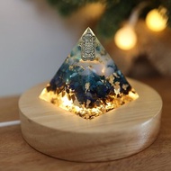 【客製化禮物】法蒂瑪之手藍色漸層奧剛金字塔小夜燈Orgonite水晶