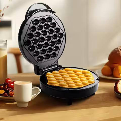 Bubble Waffle Maker, Efficient 950W Electric, 7" Non-Stick Griddle, Perfect for Creative Ice Cream D