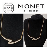 美國珠寶品牌 MONET 金色水鑽流線風格造型項鍊
