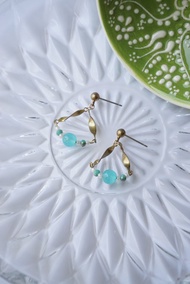 旅行系列-冰種天河石-小扇裙-半寶石黃銅耳環