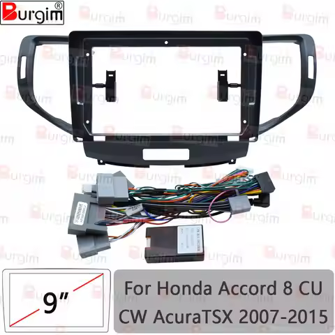 Burgim Car Radio Fascias Frame For Honda Accord 8 CU CW Acura TSX 9 inch 2DIN Android Stereo Panel 1
