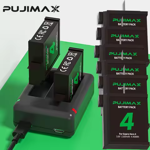 PUJIMAX 1160mAh Gopro Hero 4 Battery Replacement+2-Slots USB Charger for GoPro HERO4 Action Camera R