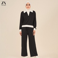 ZOE ARISAH Avani Eldina Muslimah Airport Outfit Activewear Sport Set Blouse Baju Seluar Pants Scuba