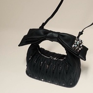 Women's Chloe bag Hérisson BLACK quilted handbag WITH detachable bow
