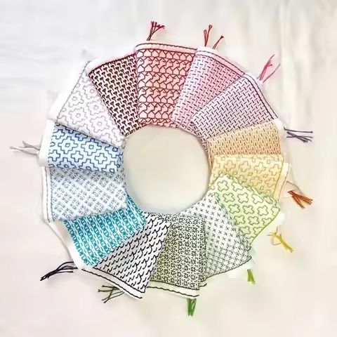 9/32Pcs Thread And Needles Denim Fabric Hand Embroidery Kit Sewing Supplies Water Soluble Sashiko Em