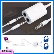 K11SEQ Earphone Adapter Extension Stereo 1 Male To 2 Female White Audio Cable 3.5mm Headphone Y Splitter