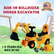 2 IN 1 Ride On Toy Bulldozer Digger Claw Excavator Grabber Safety Hat