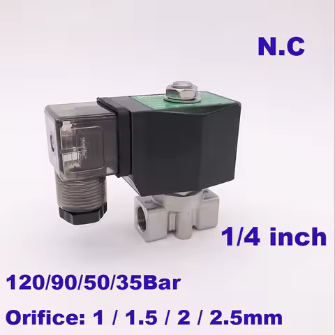 GOGO 90bar/50bar/35bar 2 way water high pressure solenoid valve 1/4" BSP 220V 12V Orifice 1.5/2/2.5m