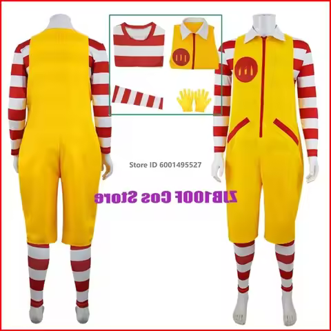 A888M Uncle Clown Cosplay Anime Parent- Costume Jumpsuits Fastfood Yellow Clown Clothing For Hallowe