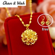 Singapore Gold Jewelry Gold 916 Original Necklace Women Gold Flower Pendant Gold Multilayer Flower Pendant Necklace