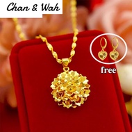 Singapore Gold Jewelry Gold 916 Original Necklace Women Gold Flower Pendant Gold Multilayer Flower P
