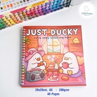 Just Ducky coloring page. Size 20x20cm, A5, 200gsm thick paper for children and adults. Entertainmen