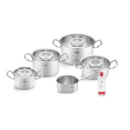Fissler Original Profi Collection Stainless Steel Cooking Pot Set 5 Pieces Including Glass Lid+Free 