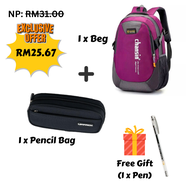 【ShopWithJoy】40cm School Bag Backpack Budak Beg Sekolah Menengah Bag Galas Lelaki Beg Kolej Sport Ba